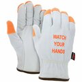 Mcr Safety Gloves, Prem Goat Driver w/Kevlar Liner WYH, L, 12PK 3601SKHVL